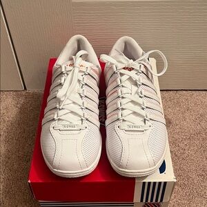 K-Swiss Women's White and Tangerine Sneakers